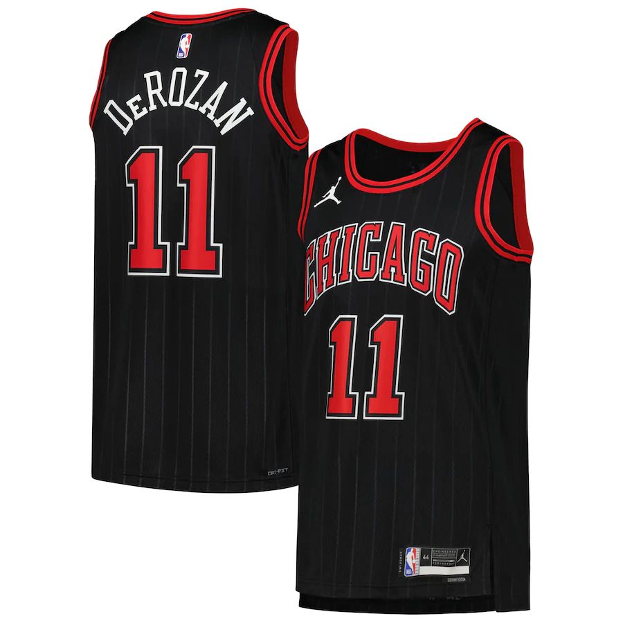Men Chicago Bulls #11 DeMar DeRozan Jordan Brand Black Statement Edition 2022-23 Swingman NBA Jersey->customized nba jersey->Custom Jersey